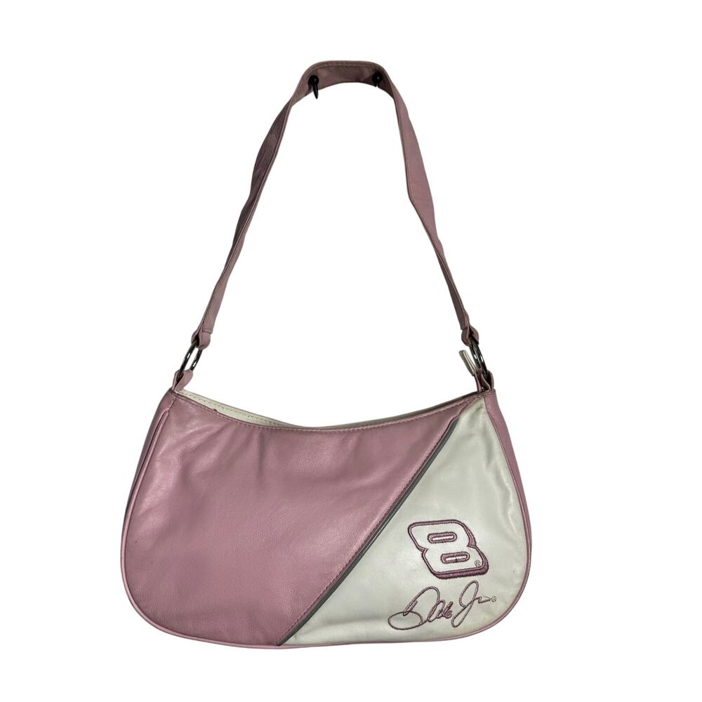 Vintage Wilson Leather Y2K Dale Jr 8 Pink Colorblock Shoulder Bag Racing Core
